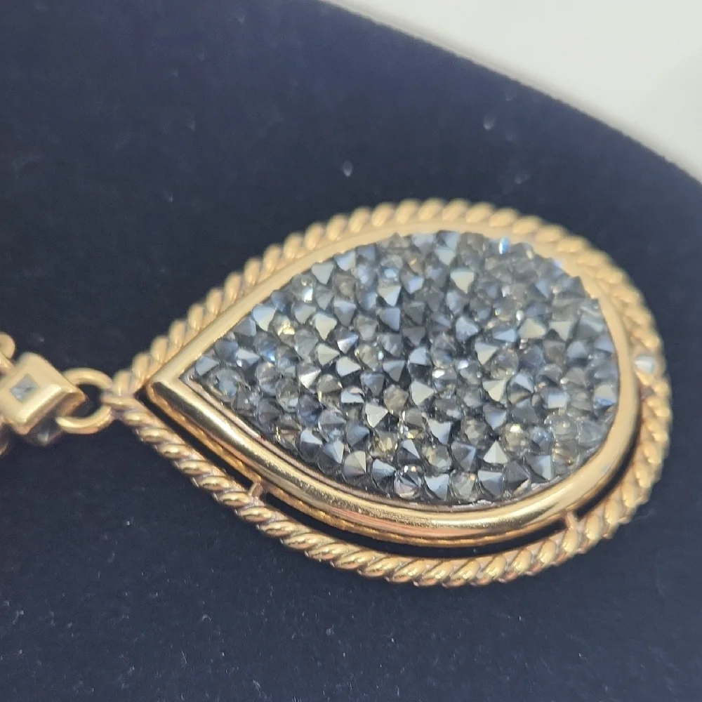 Brighton Vintage Crystal Rocks Teardrop Pendant Necklace - Picture 5 of 7